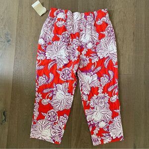 AnthropologiexCalligraphie Linen Blend Pants Womens Floral Tie Waist Cropped XL